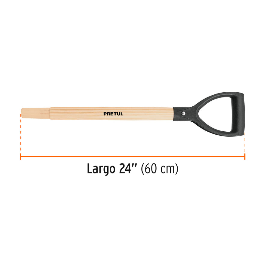 Mango para palas puño 'Y' plástico PCD-X, de 24', Pretul Caja con 6, 20548