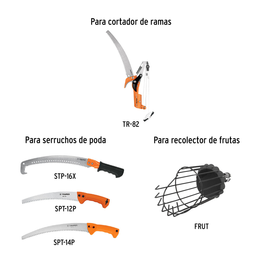 Mango telescópico de fibra vidrio de 1.9 a 3.6 m, Truper Caja con 3, 16012