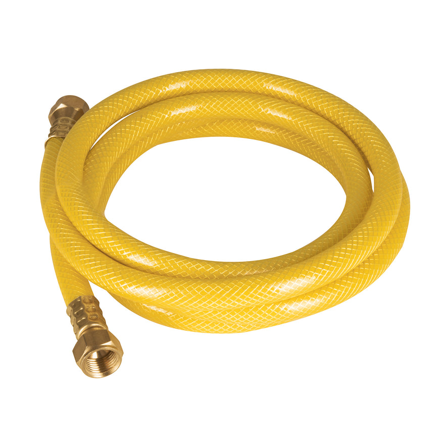 Manguera para gas, PVC amarilla, 3/8'x4 m, c/conexión, Foset Caja con 4, 45013