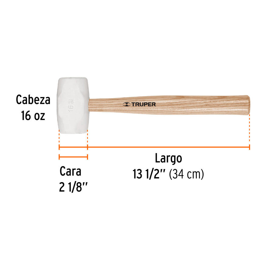 Mazo de hule 16 oz, Truper Caja con 4, 16931