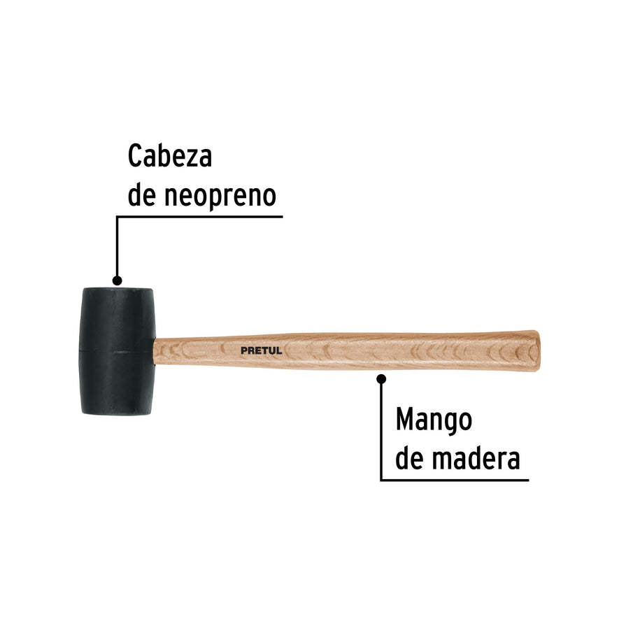 Mazo de hule, 24 oz, Pretul Caja con 4, 20567