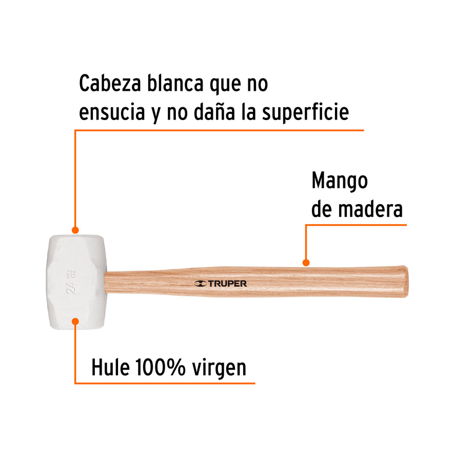 Mazo de hule 24 oz, Truper Caja con 4, 16932