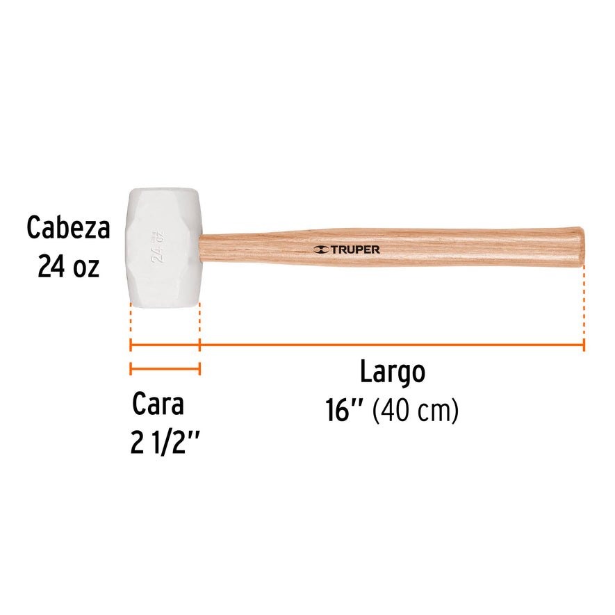 Mazo de hule 24 oz, Truper Caja con 4, 16932