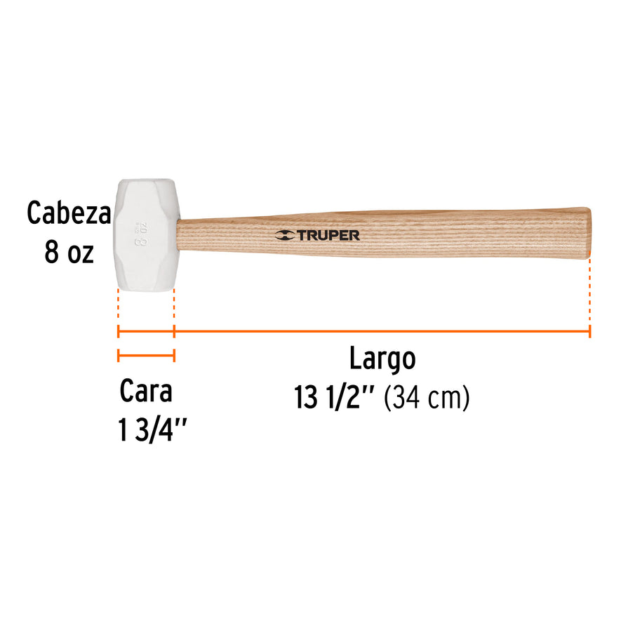 Mazo de hule 8 oz, Truper Caja con 4, 16930