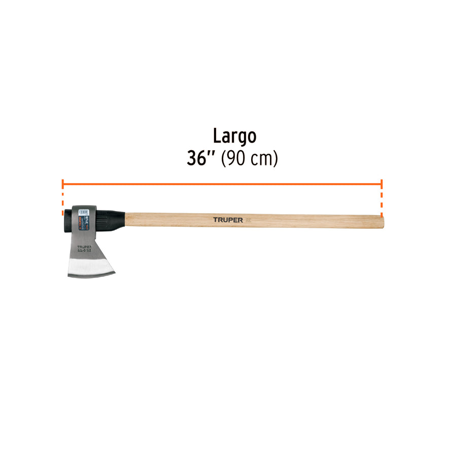 Hacha media labor 3-1/2 lb, mango de madera 36', TRUPER Caja con 2, 102983