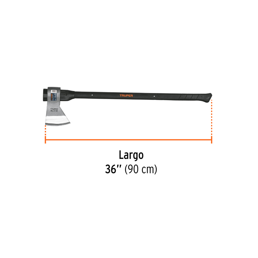 Hacha media labor 3-1/2 lb, mango de fibra de vidrio 36' Caja con 2, 14970