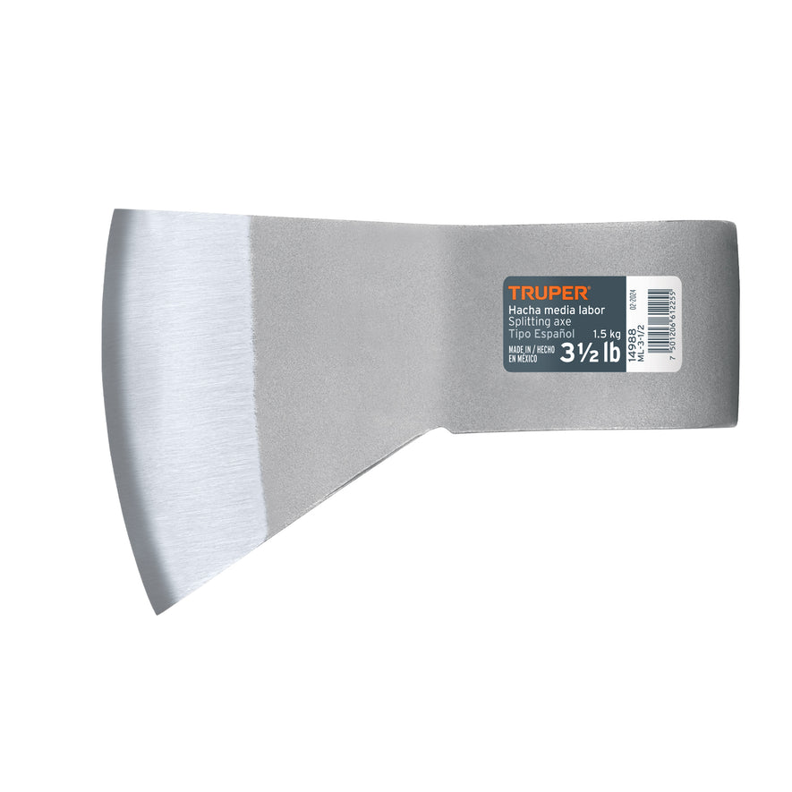 Hacha media labor 3-1/2 lb, sin mango, TRUPER Caja con 4, 14988