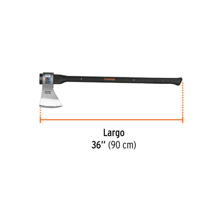 Hacha media labor 4-1/2 lb, mango fibra de vidrio 36',TRUPER Caja con 2, 14974