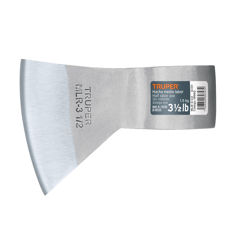 Hacha media labor ojo redondo 3-1/2 lb sin mango, TRUPER Caja con 4, 19992