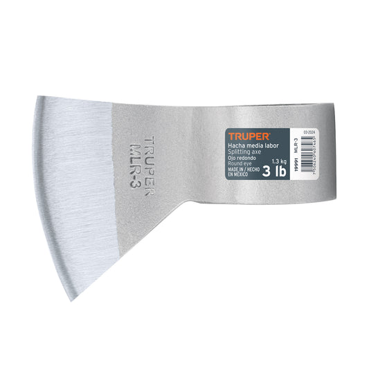 Hacha media labor ojo redondo 3 lb sin mango, TRUPER Caja con 4, 19991