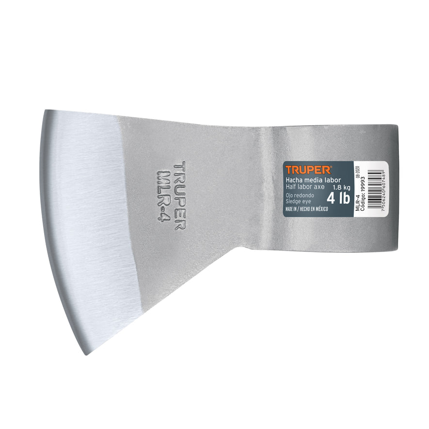 Hacha media labor ojo redondo 4 lb sin mango, TRUPER Caja con 4, 19993