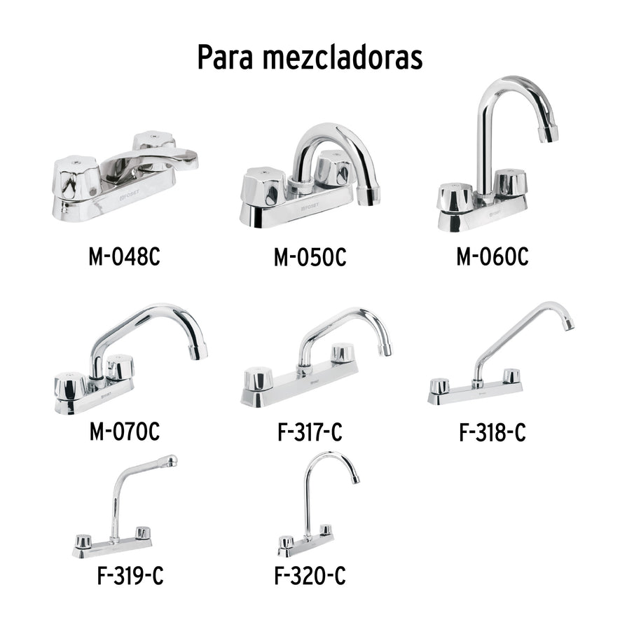 Juego de manerales hex metálicos p/lav-fregadero,cromo,Basic Caja con 4, 49243