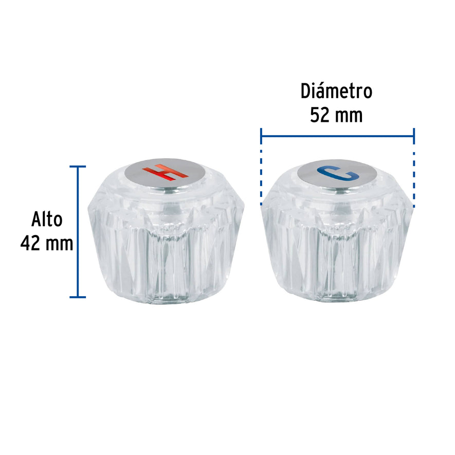 Juego 2 manerales acrílico trans p/lavabo y fregadero, Basic Caja con 4, 49244