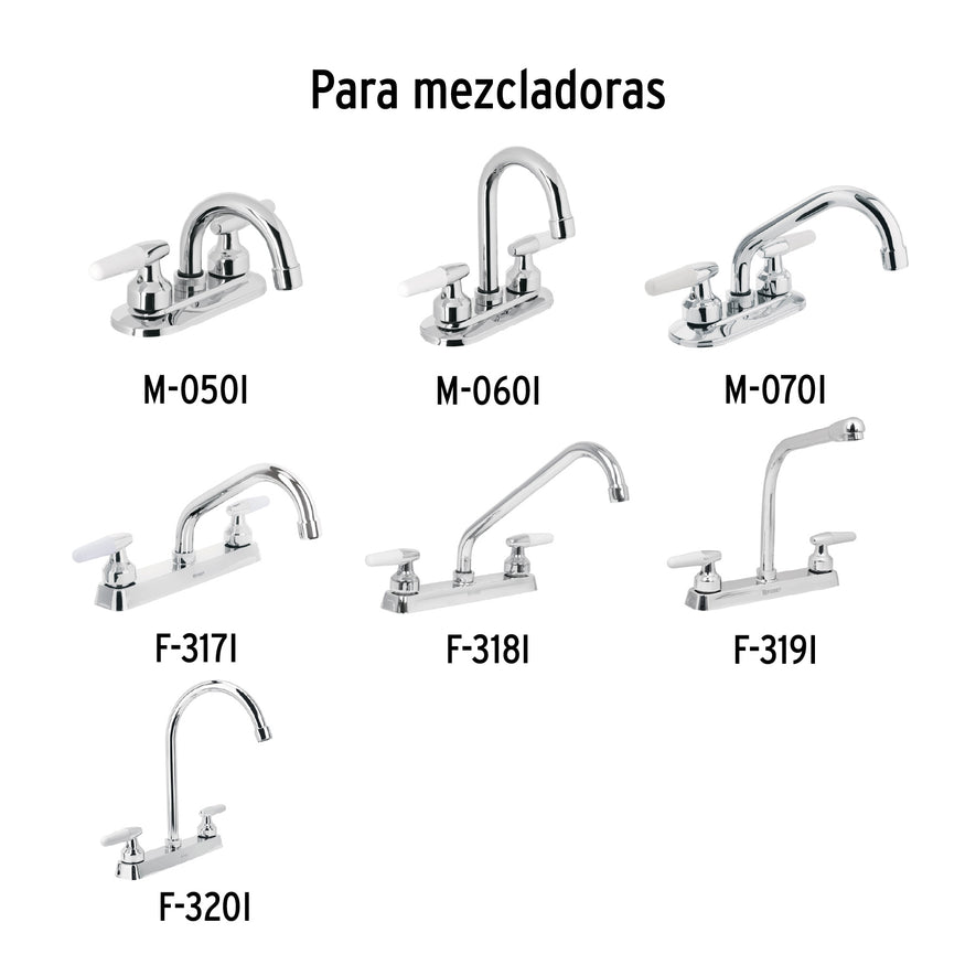 Juego de manerales cono p/lavabo-fregadero, cromo, Basic Caja con 4, 49214