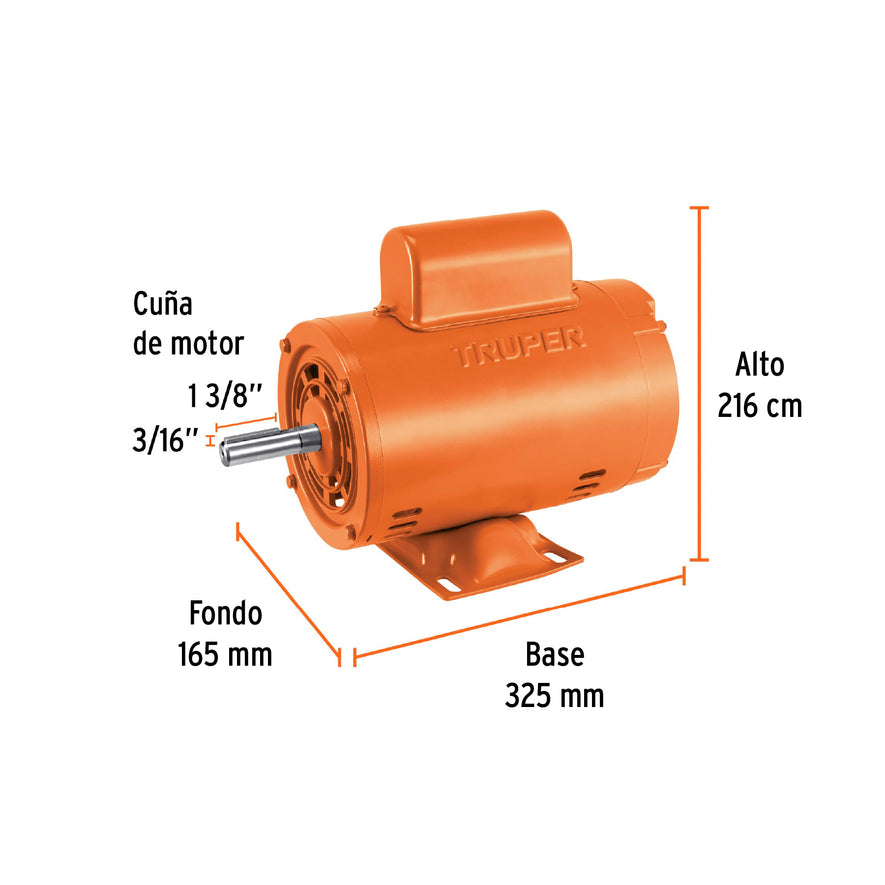 Motor eléctrico monofásico de 1/2 HP, baja velocidad, Truper, 102303