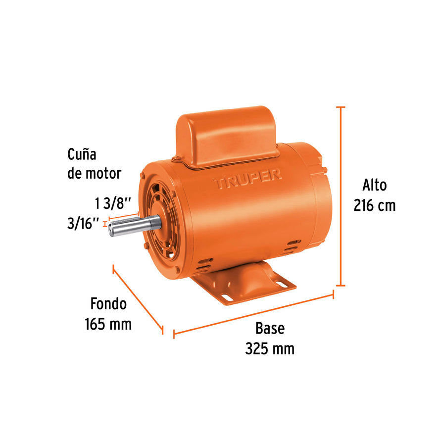 Motor eléctrico monofásico de 1/4 HP, baja velocidad, Truper, 102301
