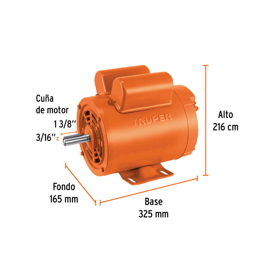 Motor eléctrico monofásico de 1 HP, baja velocidad, Truper, 102305