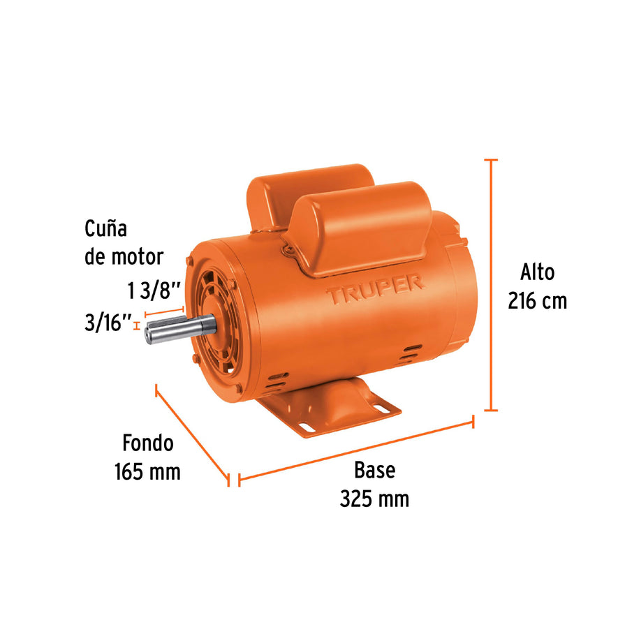 Motor eléctrico monofásico de 3/4 HP, baja velocidad, Truper, 102304