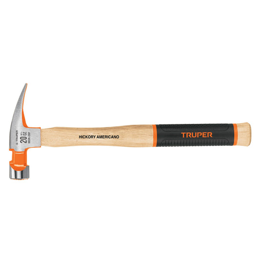 Martillo pulido 20 oz uña recta, boca fresada, Truper Grip Caja con 4, 16663