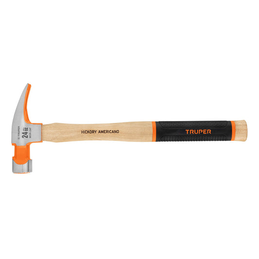 Martillo pulido 24 oz uña recta, boca fresada, Truper Grip Caja con 4, 16662