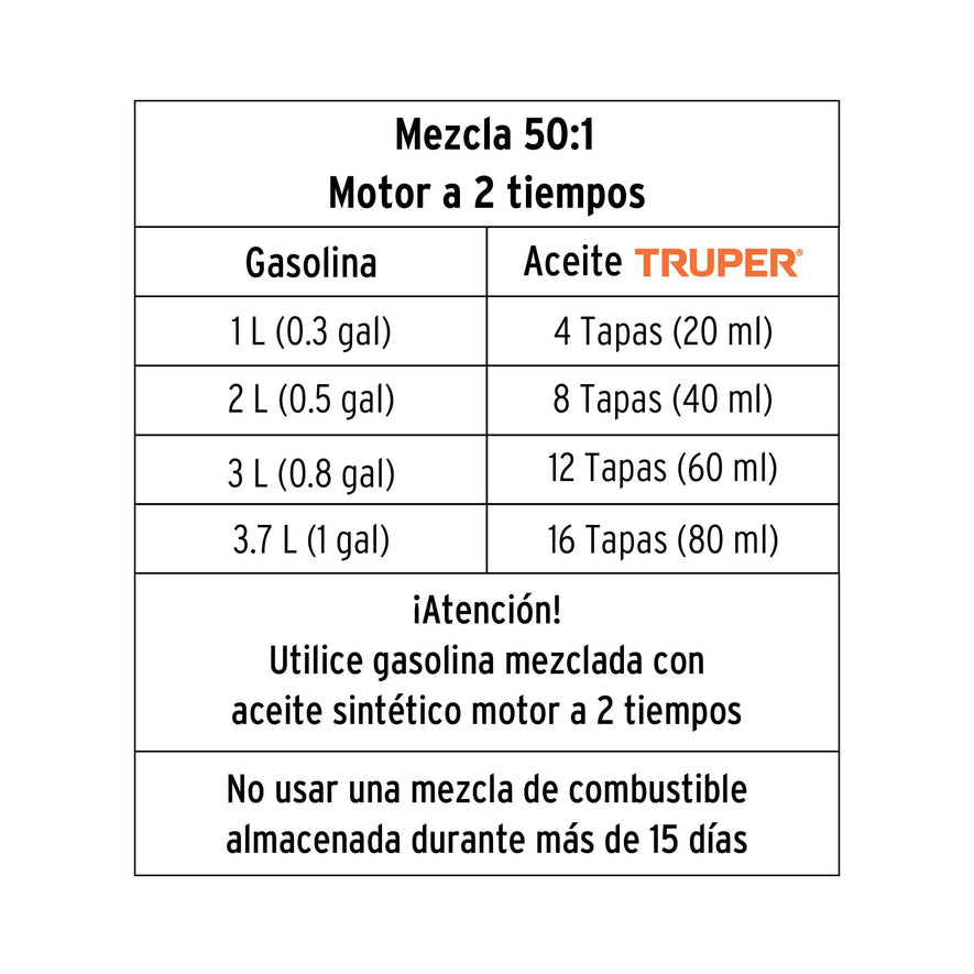 Motosierra 38 cc a gasolina con barra de 16', Truper, 16296