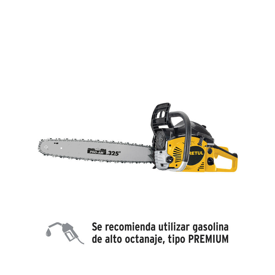 Motosierra 52 cc a gasolina con barra de 20', Pretul, 28249