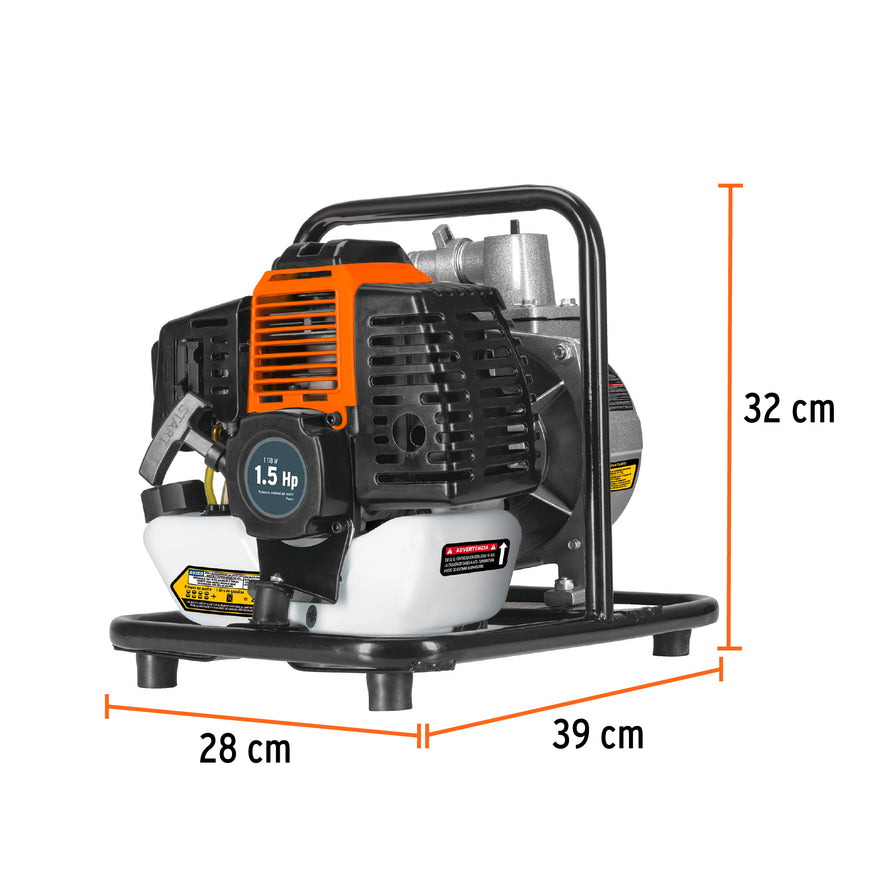 Motobomba autocebante 1' x 1' a gasolina 1-1/2 HP, 2 tiempos, 101110