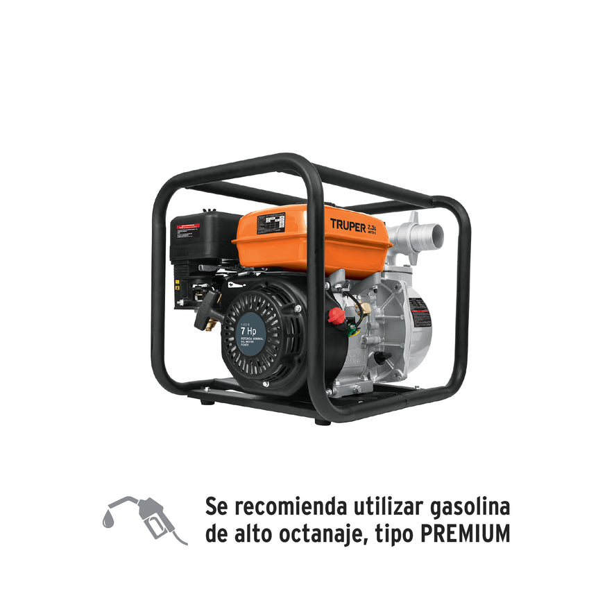 Motobomba autocebante 2' x 2' a gasolina 7 HP, TRUPER, 17116