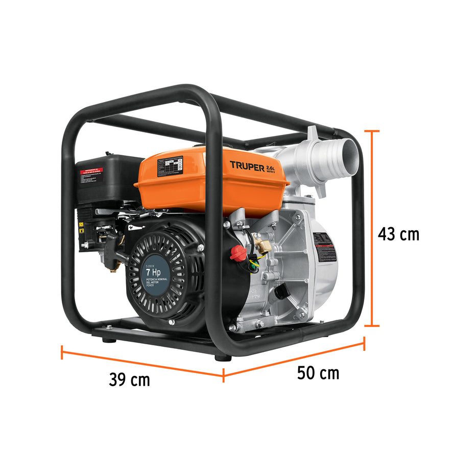 Motobomba autocebante 3' x 3' a gasolina 7 HP, TRUPER, 17117