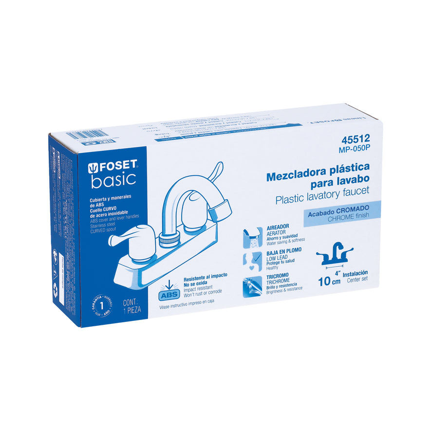 Mezcladora plástica 4' cuello curvo para lavabo, palanca Caja con 2, 45512