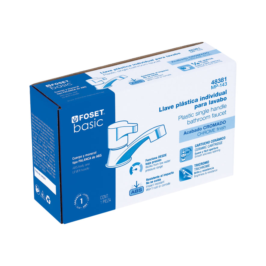 Llave individual para lavabo, ABS, maneral palanca, Basic Caja con 2, 48381