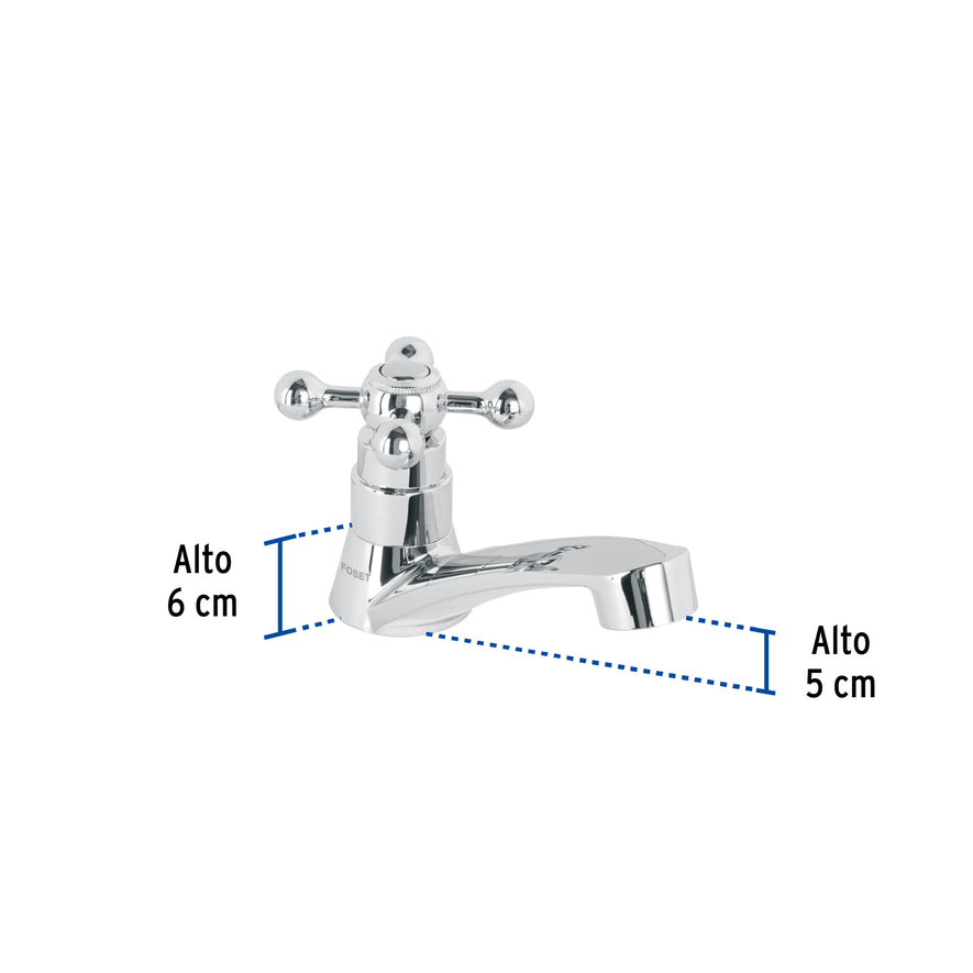 Llave individual para lavabo, ABS, maneral cruceta, Basic Caja con 2, 48383