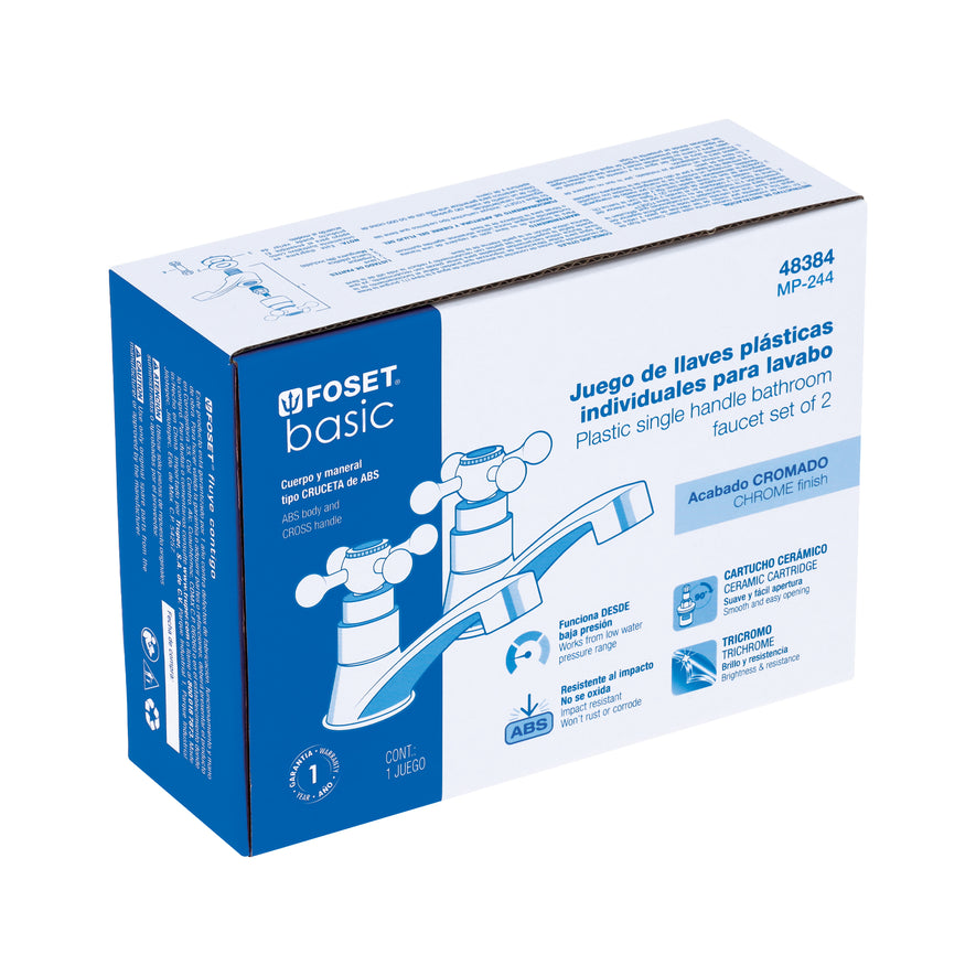 Juego 2 llaves para lavabo, ABS, manerales cruceta, Basic Caja con 2, 48384