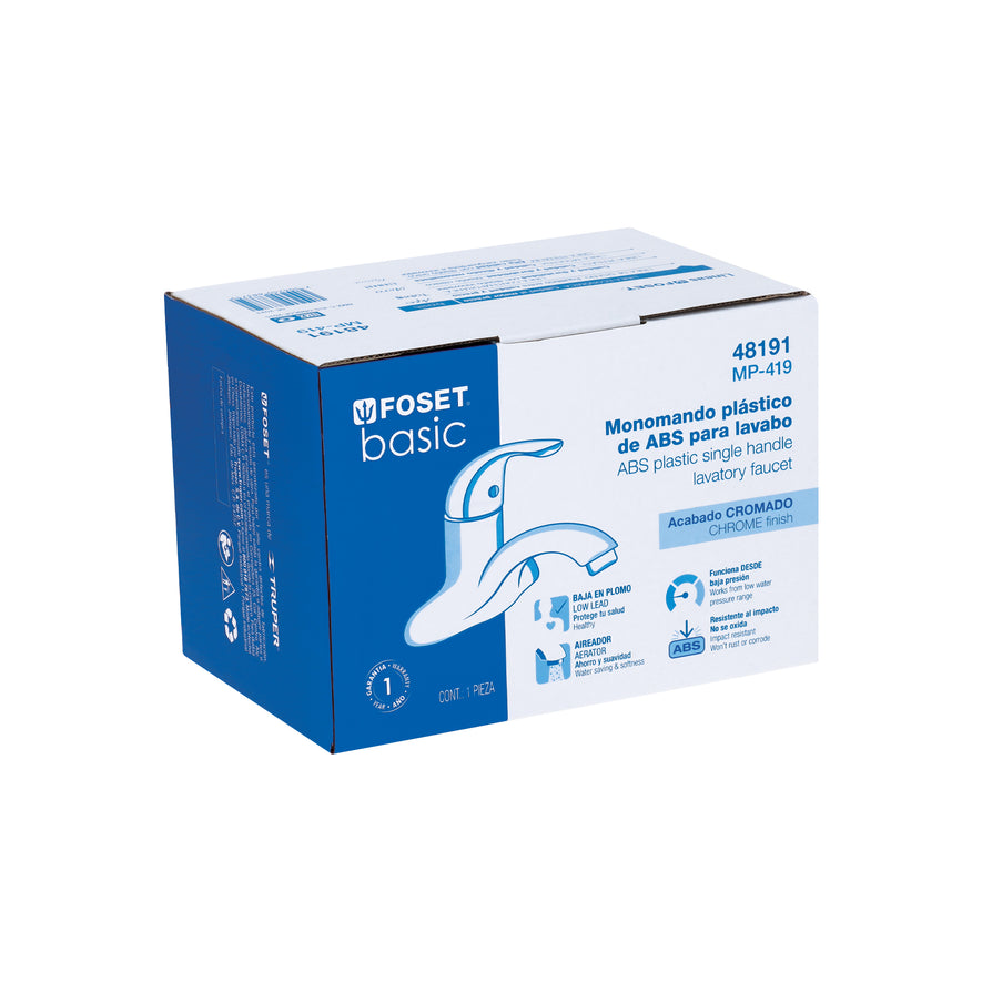 Monomando plástico para lavabo, nariz curva, Foset Basic Caja con 2, 48191