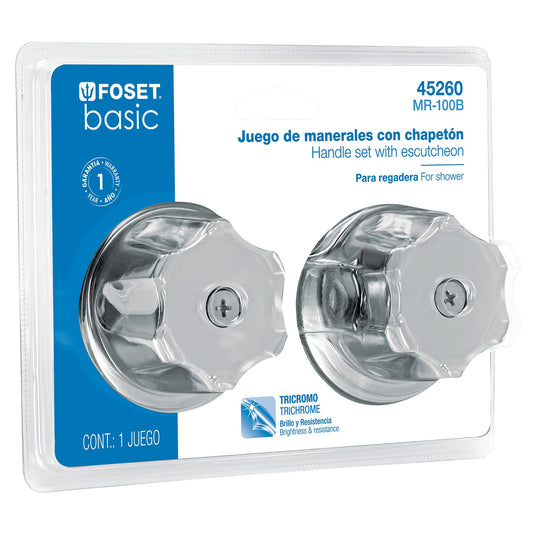 Juego de 2 manerales metálicos para regadera, en blíster Caja con 4, 45260