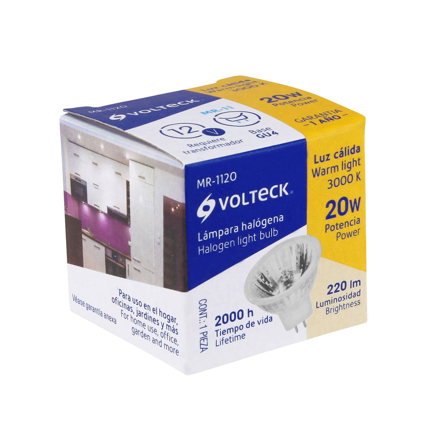 Lámpara de halógeno 20 W tipo MR11 en caja, Volteck Caja con 6, 47251