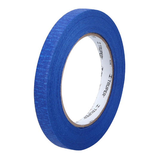 Cinta masking tape azul de 1/2' x 50 m para pintor, Truper Caja con 6, 12620