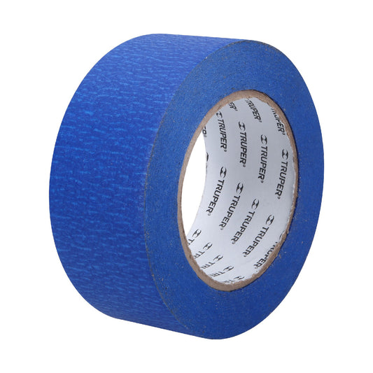 Cinta masking tape azul de 2' x 50 m para pintor, Truper Caja con 3, 12624