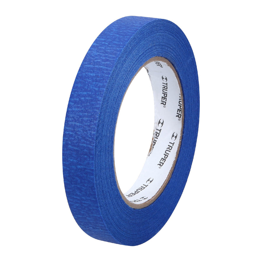Cinta masking tape azul de 3/4' x 50 m para pintor, Truper Caja con 6, 12621