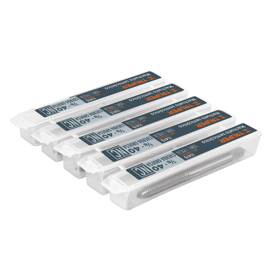 Machuelo semicónico 1/8' x 40 cuerda gruesa, Truper Caja con 5, 11415