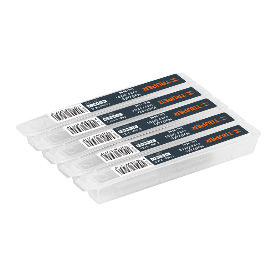 Machuelo semicónico 3/16' x 24 cuerda gruesa, Truper Caja con 5, 11403