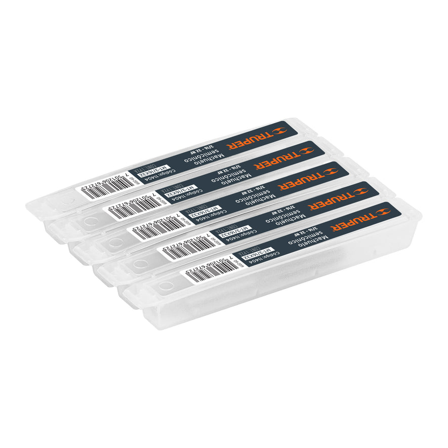 Machuelo semicónico 3/16' x 32 cuerda fina, Truper Caja con 5, 11404