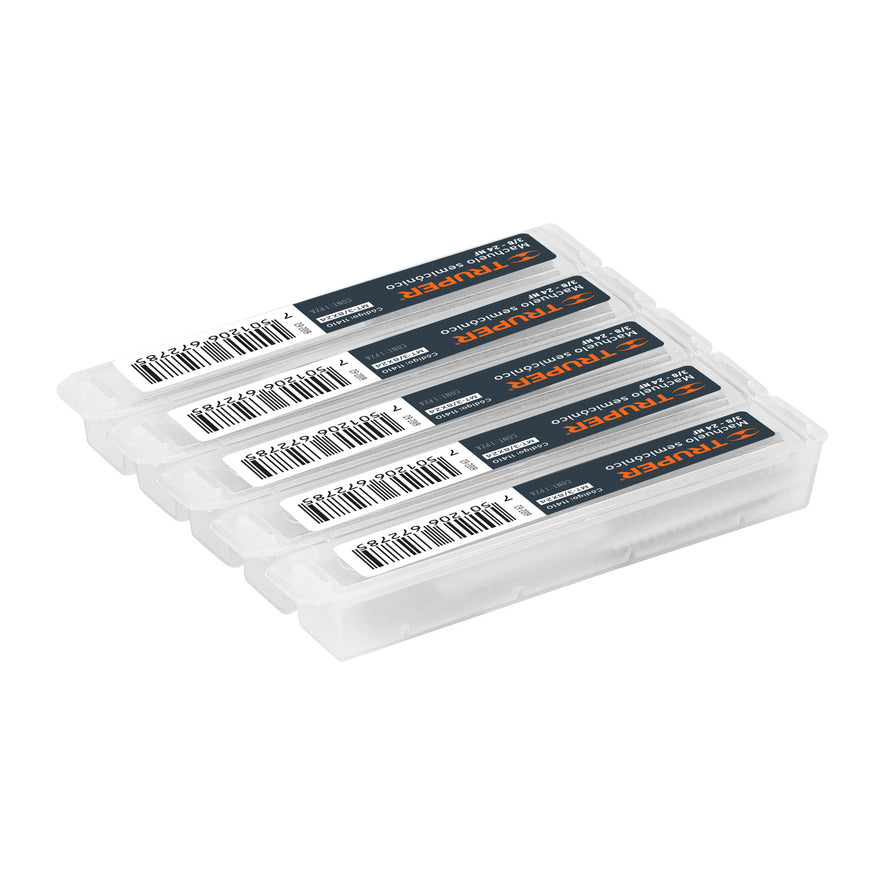 Machuelo semicónico 3/8'x 24 cuerda fina, Truper Caja con 5, 11410