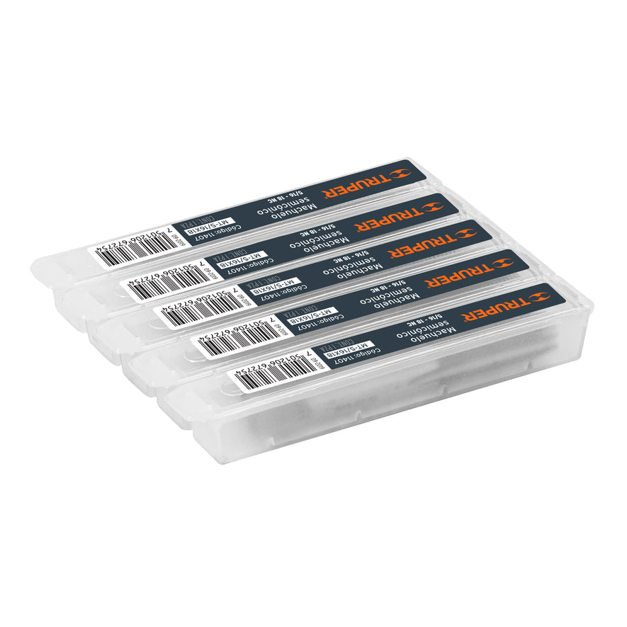 Machuelo semicónico 5/16' x 18 cuerda gruesa, Truper Caja con 5, 11407