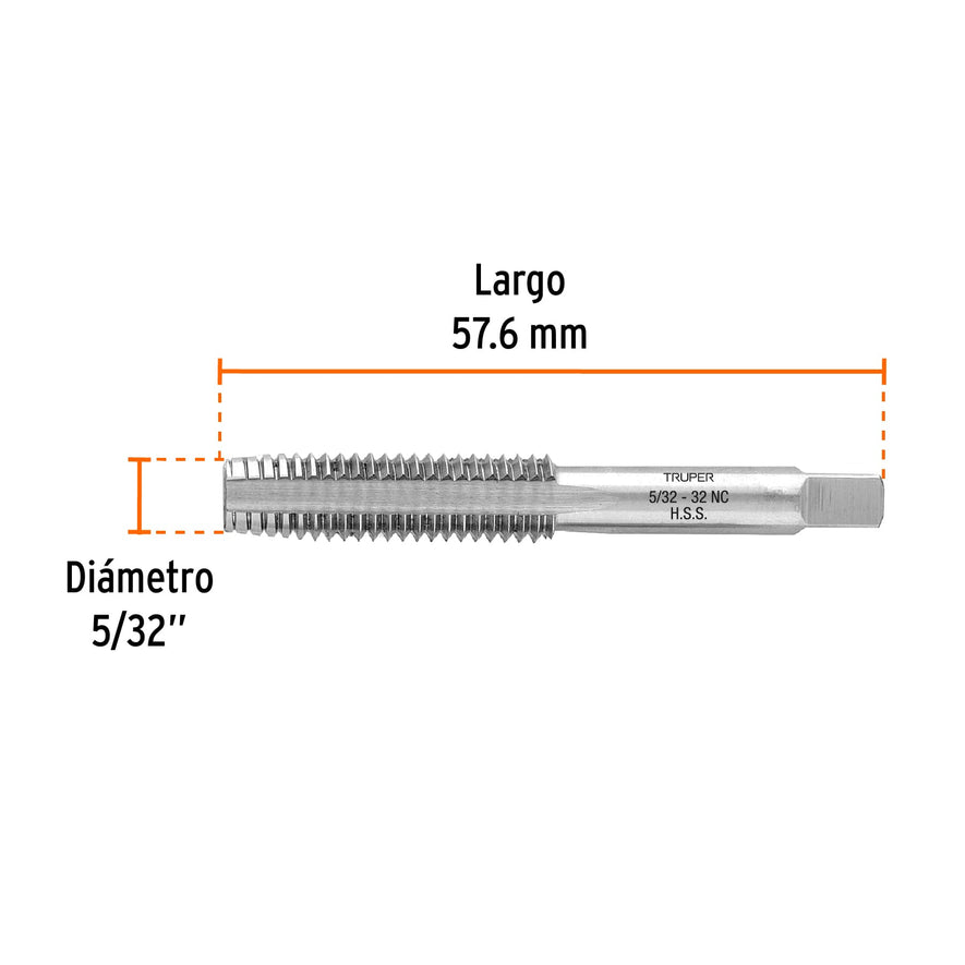 Machuelo semicónico 5/32' x 32 cuerda gruesa, Truper Caja con 5, 11417