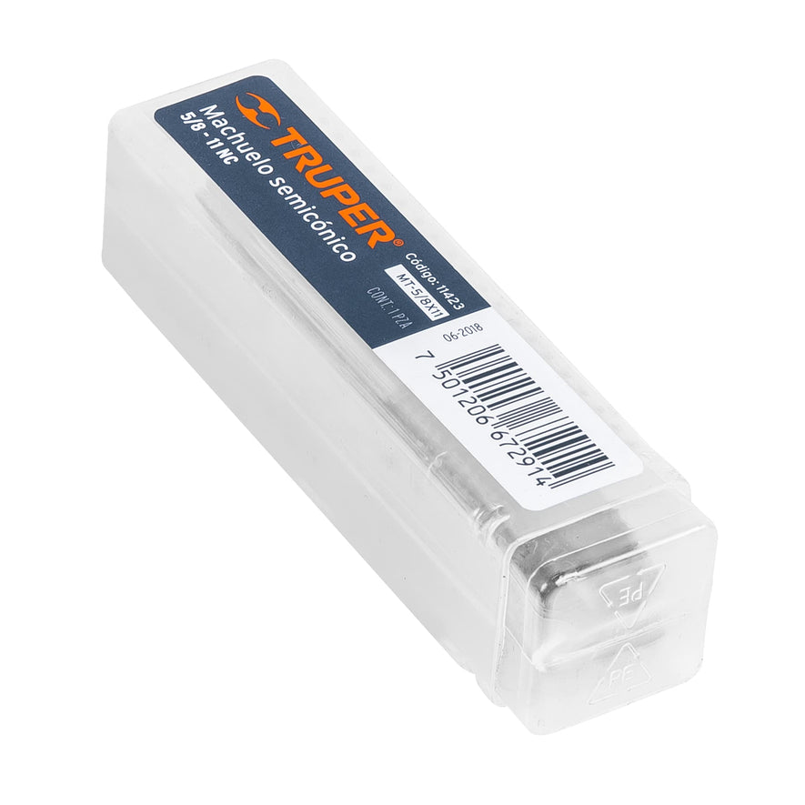 Machuelo semicónico 5/8'x11 UNC, estuche individual, Truper, 11423