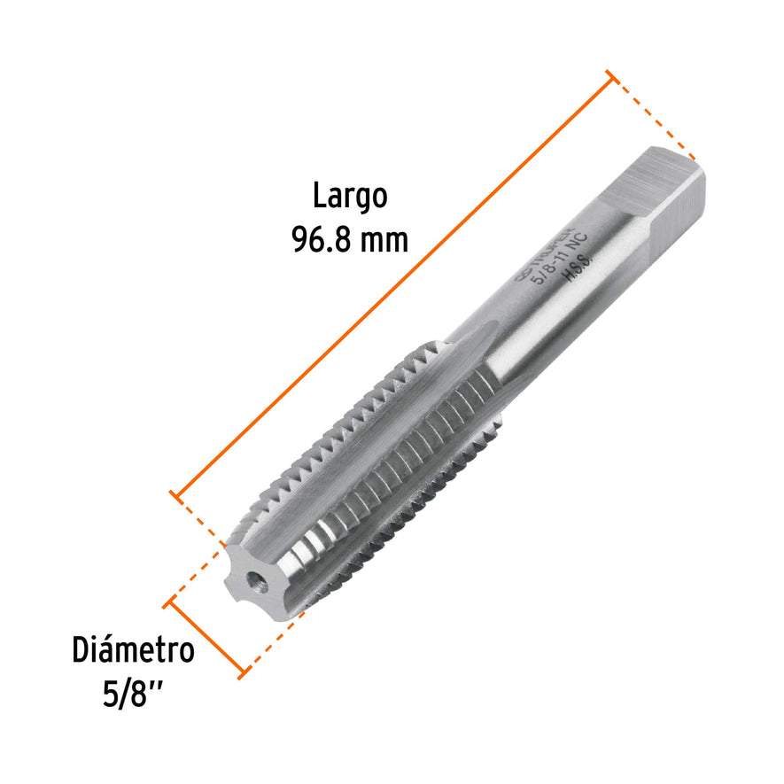 Machuelo semicónico 5/8'x11 UNC, estuche individual, Truper, 11423