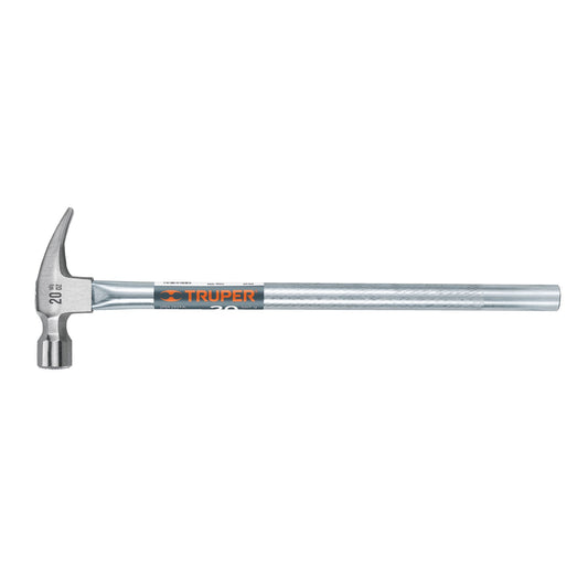 Martillo tubular pulido 20oz cara fresada, uña recta, Truper Caja con 4, 16704