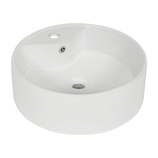 Lavabo de porcelana de sobreponer redondo, blanco, FOSET, 44178
