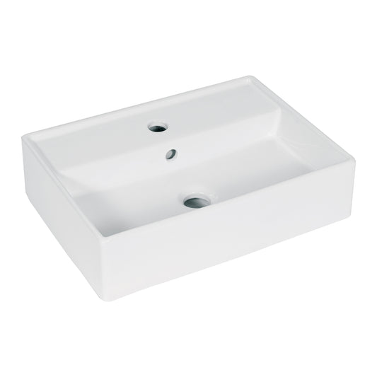 Lavabo de porcelana de sobreponer rectangular, blanco, FOSET, 44179